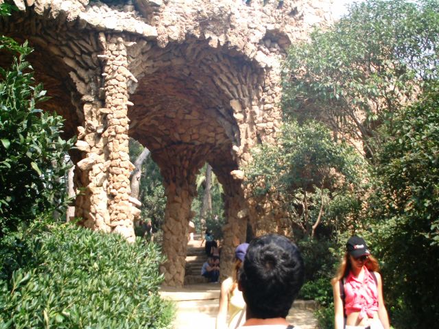 A grotto. Also designed by Gaudi